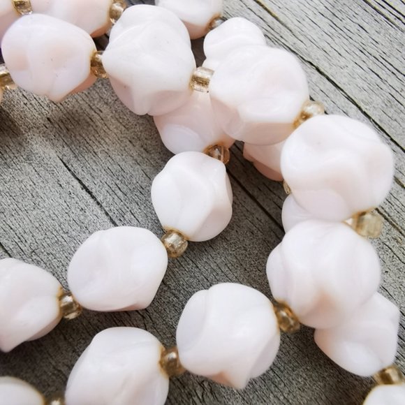 Vintage W. Germany Pale Pink Stone Beaded Necklace - Picture 10 of 13